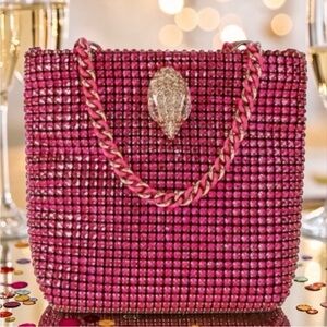 Kurt Geiger NWT Barbie Pink Rhinestone Party Bag & Dustbag!